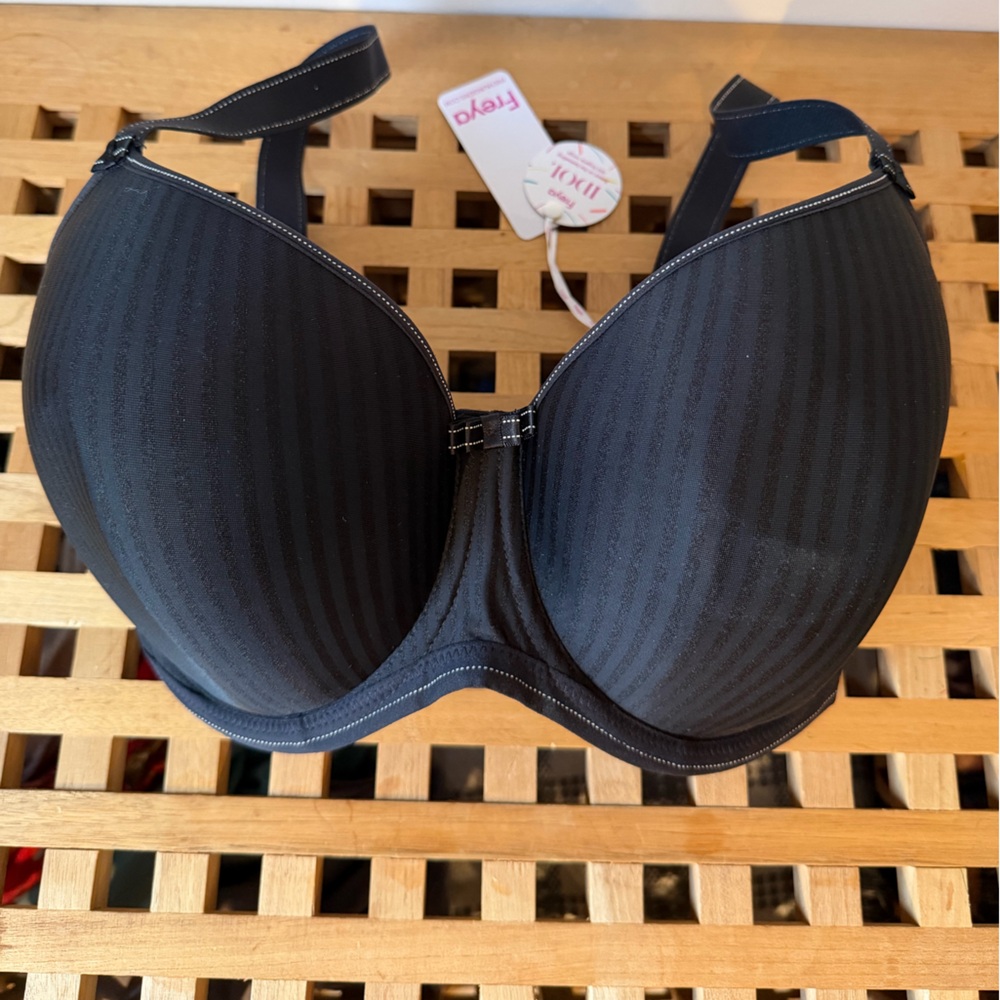 Freya Black Charcoal Striped Bra